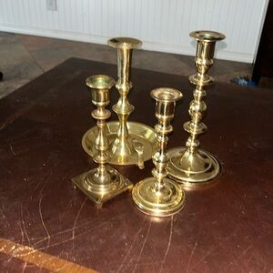 Vintage set of 4 brass candlesticks | gold home decor | candle holder
